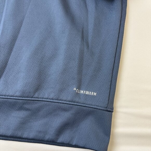 Adidas Hoodie Mens Medium Blue ClimaWarm Pullover Athletic Three Stripes Logo - Picture 11 of 11